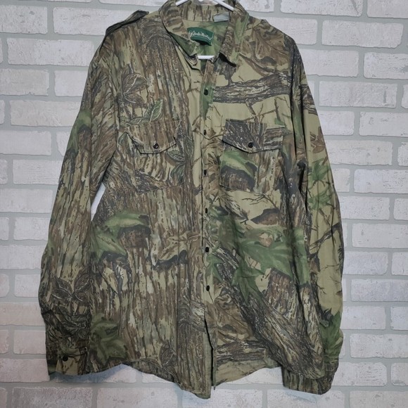 Vintage Gander Mtn Realtree Camo Hunting Button Down Shirt Mens XXL Made In USA - Picture 1 of 6
